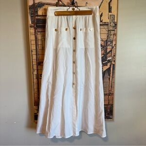 Melissa Odabash White Maxi Skirt with Button Detail